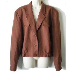 Vintage 80s Pendleton Pure Virgin Wool Bomber Jacket 14 Clay Brown Lined